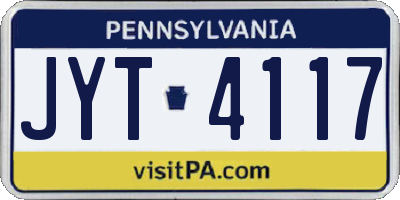 PA license plate JYT4117