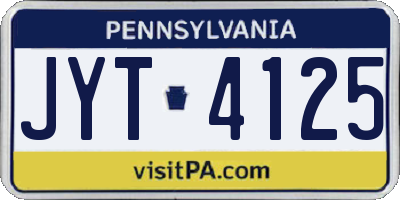 PA license plate JYT4125