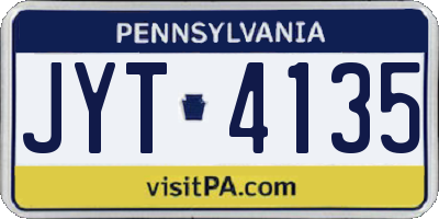 PA license plate JYT4135