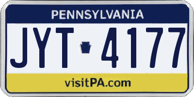 PA license plate JYT4177