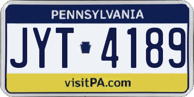 PA license plate JYT4189