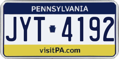 PA license plate JYT4192
