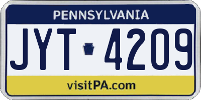 PA license plate JYT4209