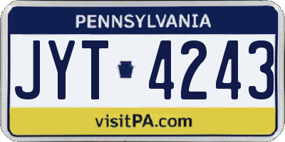 PA license plate JYT4243