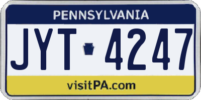PA license plate JYT4247
