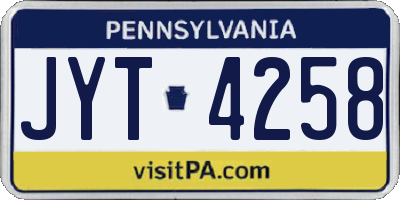 PA license plate JYT4258