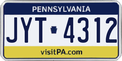 PA license plate JYT4312