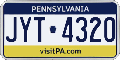 PA license plate JYT4320