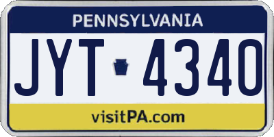 PA license plate JYT4340