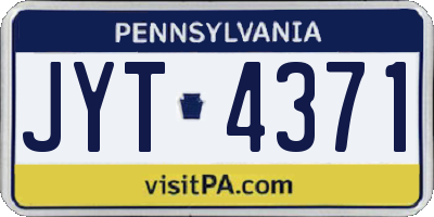 PA license plate JYT4371