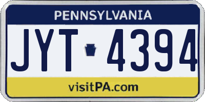 PA license plate JYT4394
