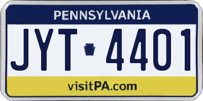 PA license plate JYT4401