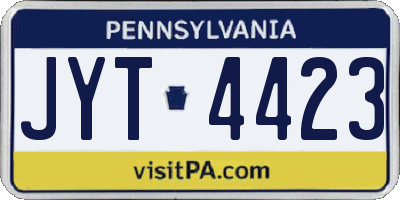 PA license plate JYT4423