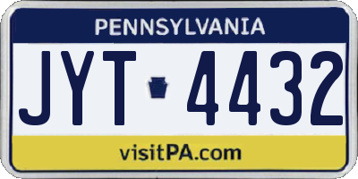 PA license plate JYT4432