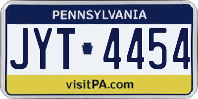 PA license plate JYT4454