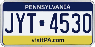 PA license plate JYT4530