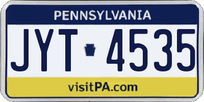 PA license plate JYT4535