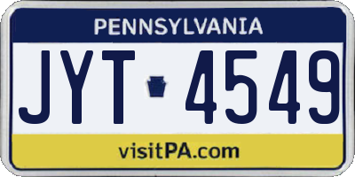 PA license plate JYT4549