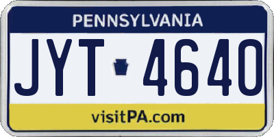 PA license plate JYT4640