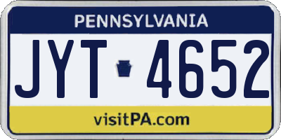 PA license plate JYT4652