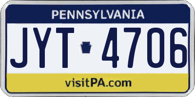 PA license plate JYT4706