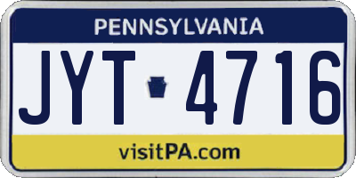 PA license plate JYT4716