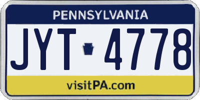 PA license plate JYT4778