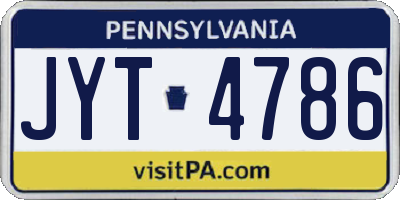 PA license plate JYT4786