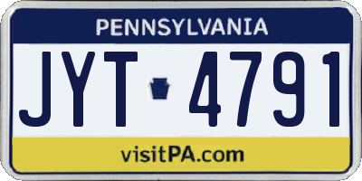 PA license plate JYT4791