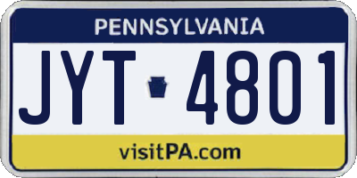 PA license plate JYT4801