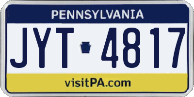 PA license plate JYT4817