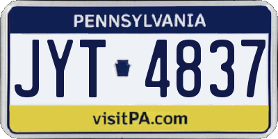 PA license plate JYT4837