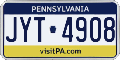 PA license plate JYT4908