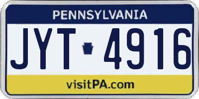 PA license plate JYT4916