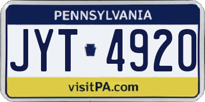 PA license plate JYT4920