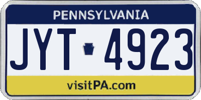 PA license plate JYT4923