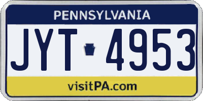 PA license plate JYT4953