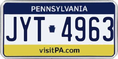 PA license plate JYT4963