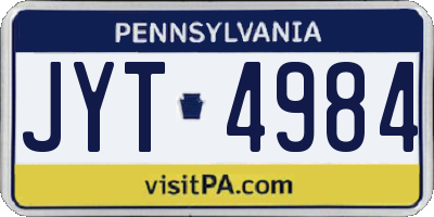 PA license plate JYT4984
