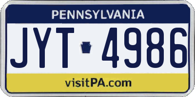 PA license plate JYT4986