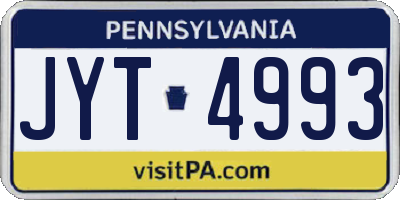 PA license plate JYT4993