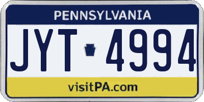 PA license plate JYT4994