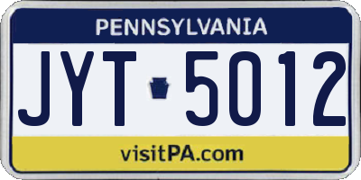 PA license plate JYT5012