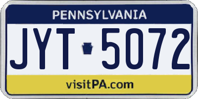 PA license plate JYT5072
