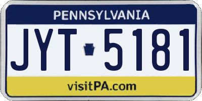 PA license plate JYT5181