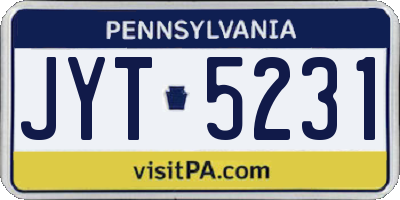 PA license plate JYT5231