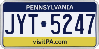 PA license plate JYT5247