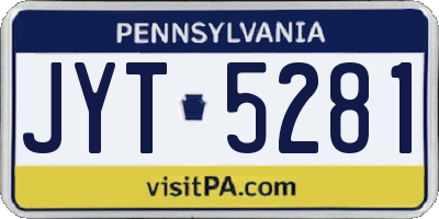 PA license plate JYT5281