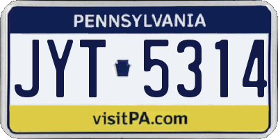 PA license plate JYT5314