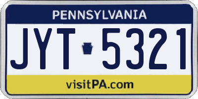 PA license plate JYT5321